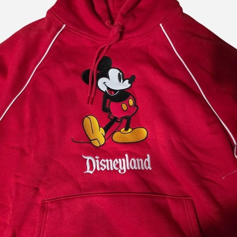 NEW Disneyland Hoodie Adult XL Red Mickey Mouse Standing Embroidered - Picture 2 of 4